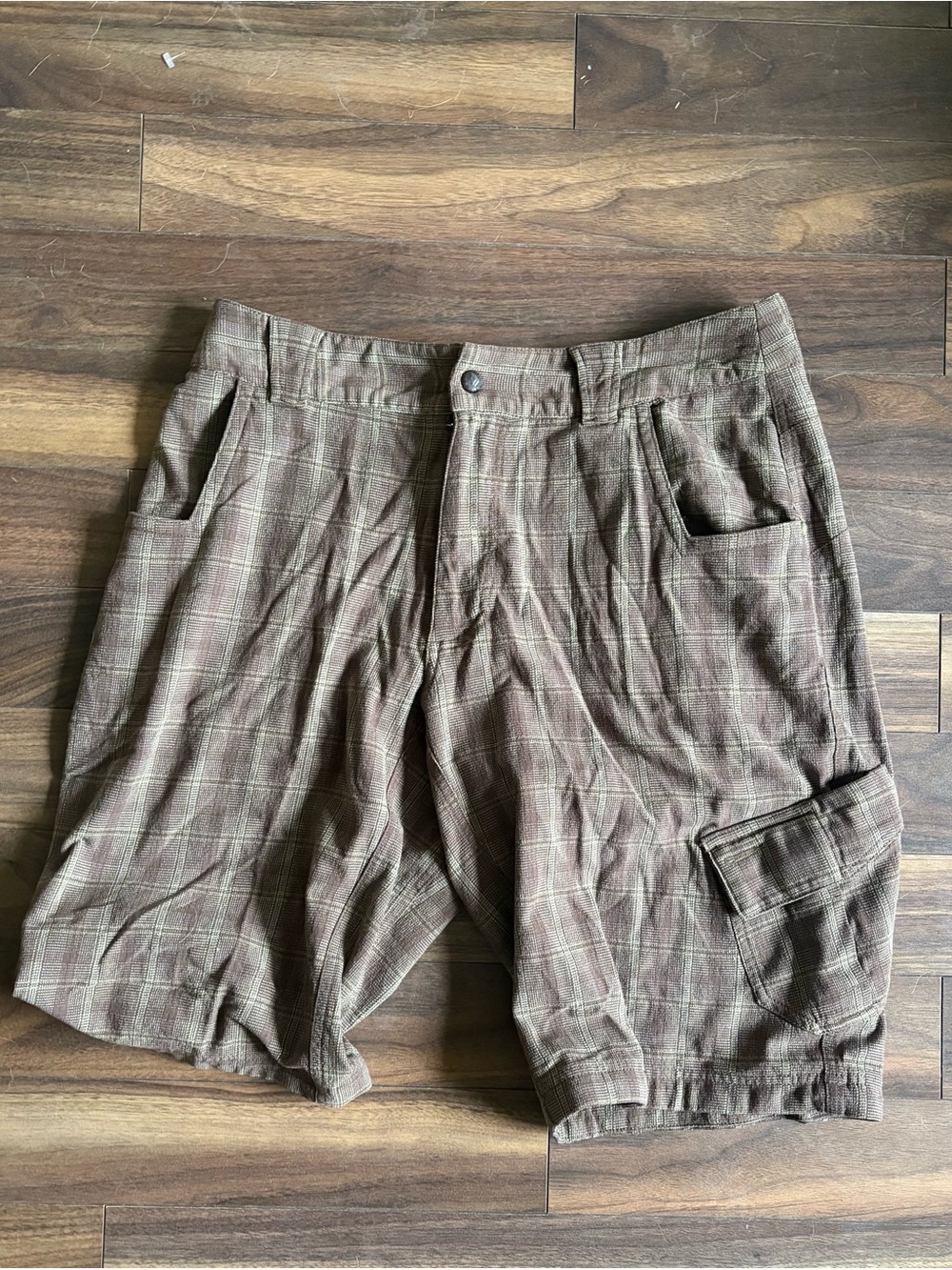 lululemon athletica Brown Plaid Cargo Shorts